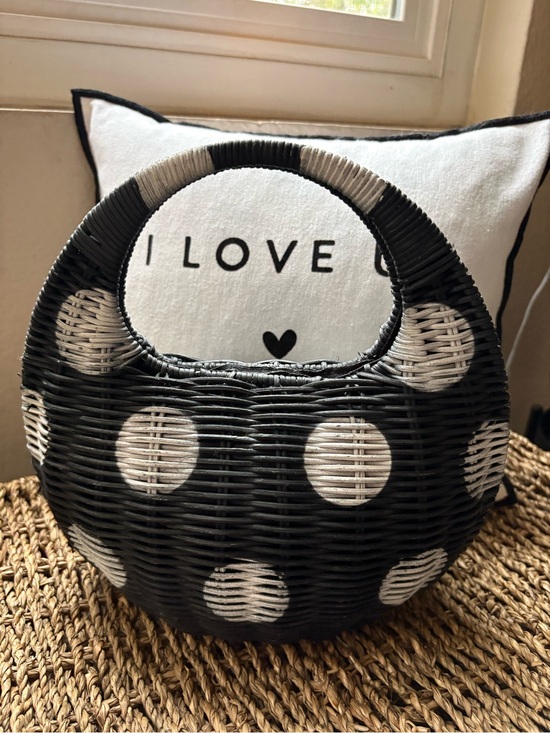 kate spade Handbags - kate spade for Target Black and White Polka Dot Round Wicker Basket